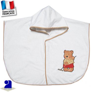 Poncho de bain Ourson jardinier Made in France