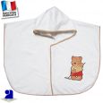 Poncho de bain bébé, blanc, ourson jardinier