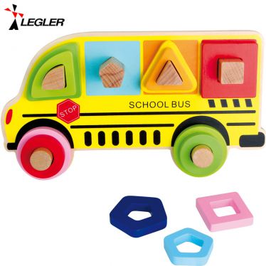 Puzzle formes à encastrer en bois Bus scolaire