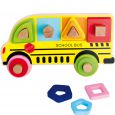 Puzzle formes à encastrer en bois Bus scolaire