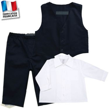 Ensemble 3 pièces pantalon, gilet, chemise Made in France