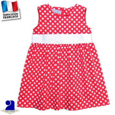 Robe+ceinture imprimé pois Made in France 