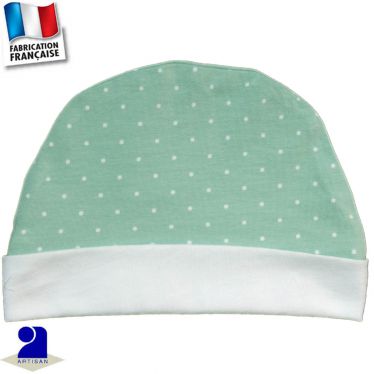 Bonnet avec revers imprimé pois Made in France