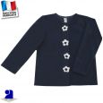 Gilet cardigan fleurs appliquées Made in France