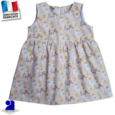 Robe sans manches imprimé Faon Made in France 