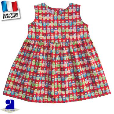 Robe sans manches imprimé Poupées Made in France 